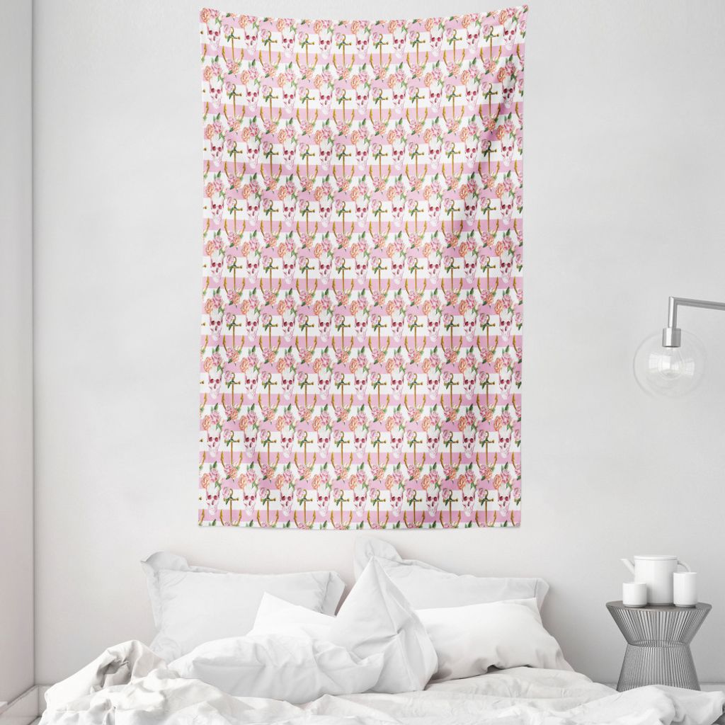 ABAKUHAUS Nautisch Wandteppich und Tagesdecke, Marine-Schädel-Anchor aus Weiches Mikrofaser Stoff Waschbar ohne Verblassen Digitaldruck, 140 x 230...