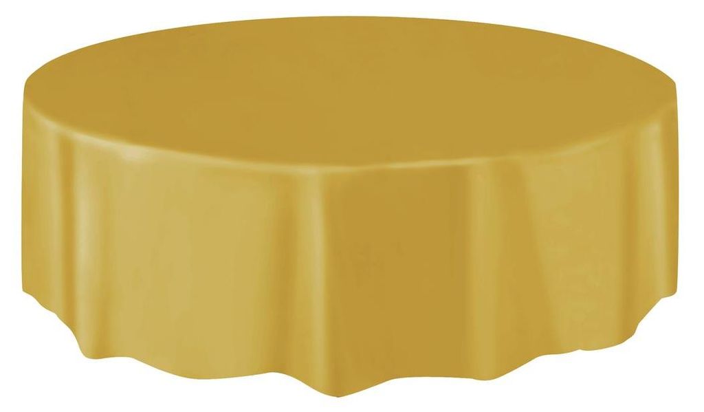 Plastiktischdecke Rund Gold 213 cm - Einheitsgröße Produktbild 