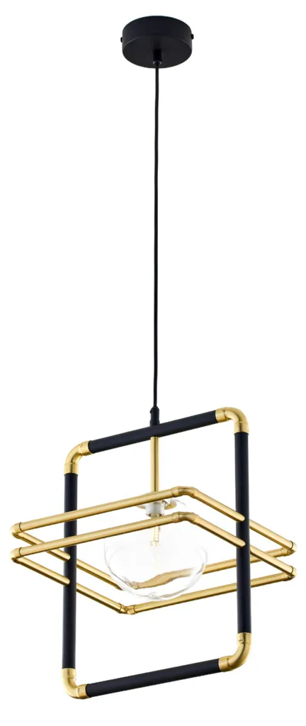 Lustre Suspension Design en Métal FIORI Noir et Doré - Format XXL