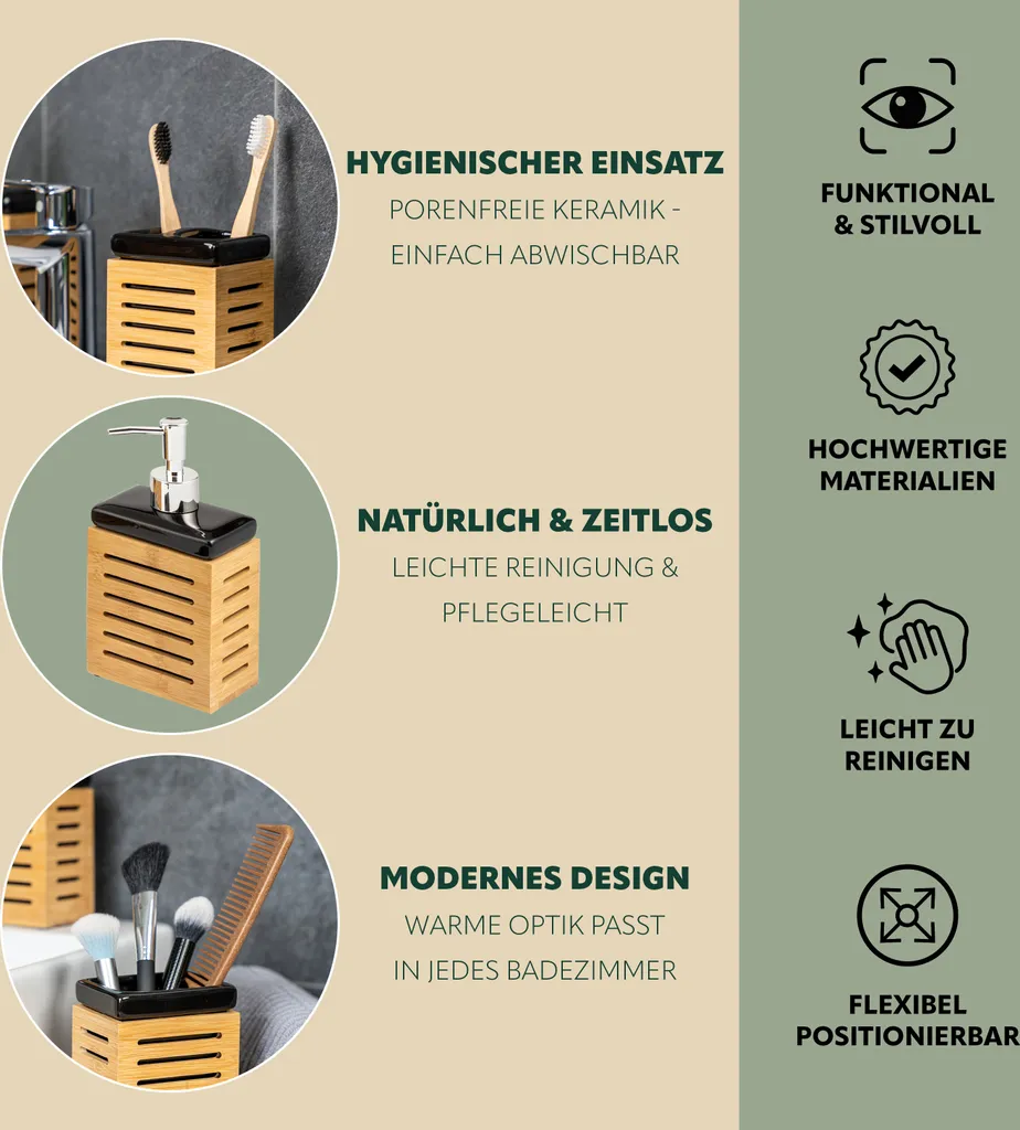 Bremermann Set Accessori Bagno Completo 4 Pezzi | Robusto e Chic - 3