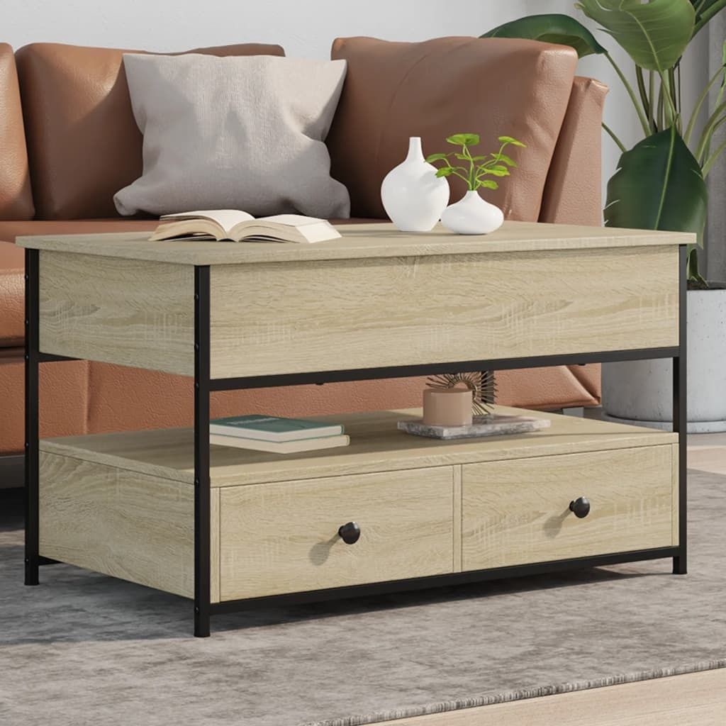 Maison Exclusive - Couchtisch Sonoma-Eiche 85x50x50 cm Holzwerkstoff und Metall