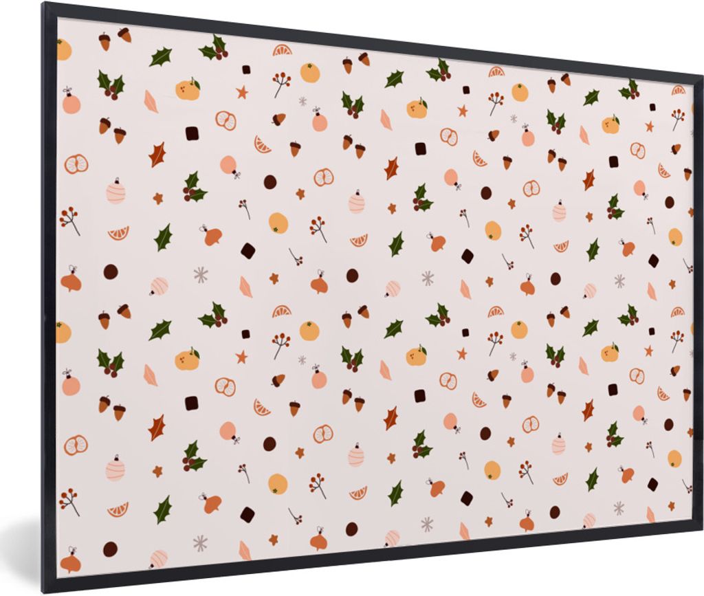 MuchoWow Gerahmtes Poster Winter - Weihnachten - Mistelzweig 60x40 cm - Poster mit Schwarzem Bilderrahmen Wandposter Rahmen Foto Bilder - Printin...