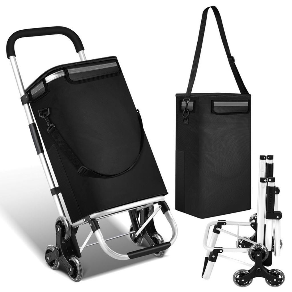 Hengda Einkaufstrolley Einkaufswagen klappbar Tragbare Leicht Trolley mit Treppensteiger-Funktion 40 L