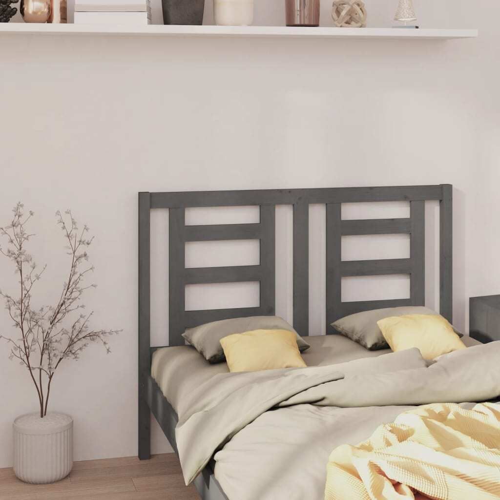 "Rabatt" Bettkopfteil modern - Kopfteil für Bett - Grau 126x4x100 cm Massivholz Kiefer - Kopfteile CC21614