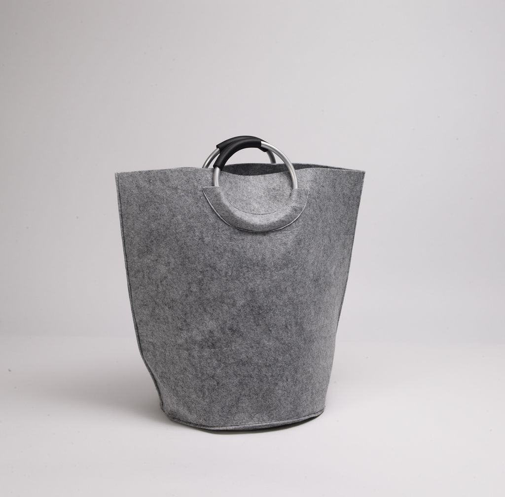 Filztasche 'Mila' grau ,Wäschesammler Wäschetaschen Wäschesack Wäschebox Multifunktionstasche grau, 38x60x60h Spielzeugsammler Geschenk mit Gri...