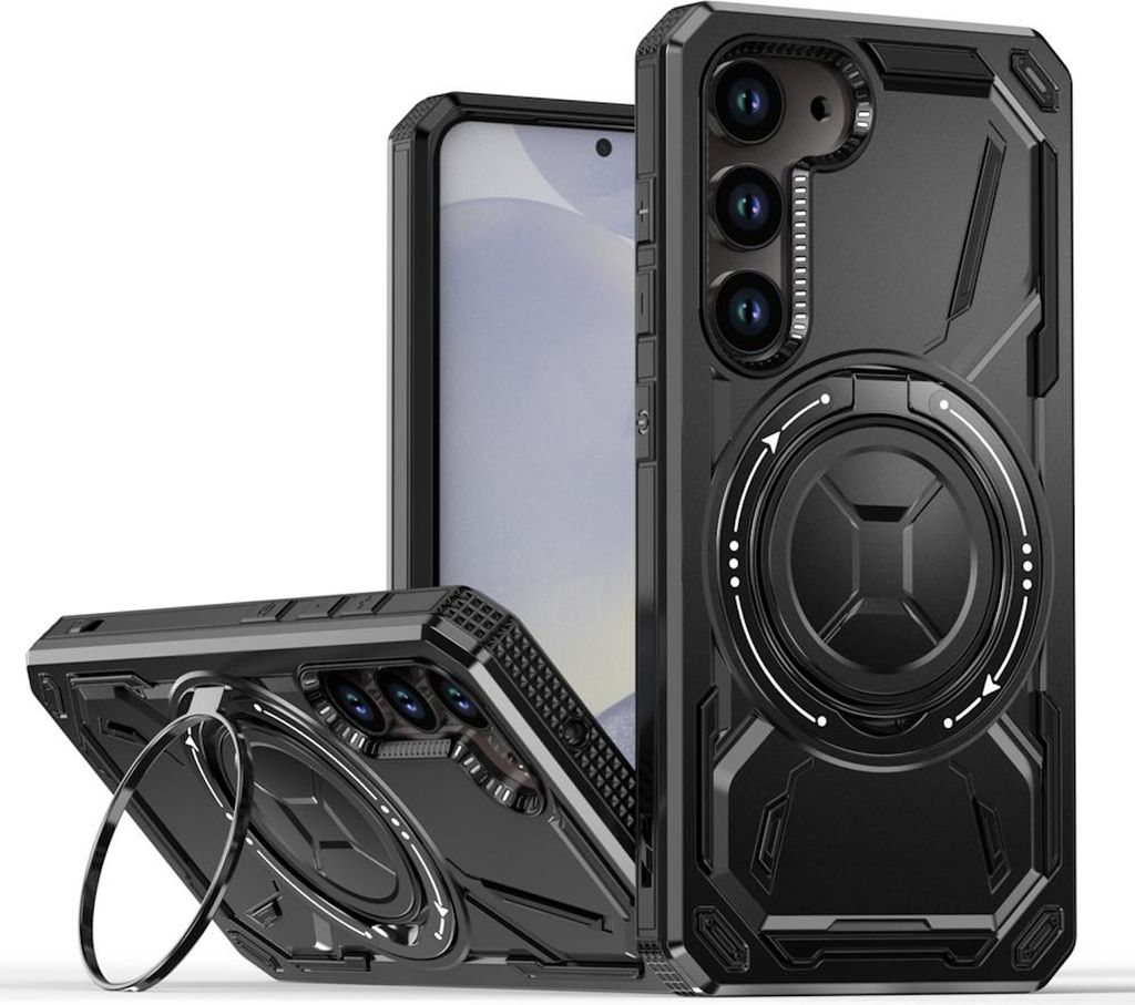 Für Samsung Galaxy S25 5G Armor II Series MagSafe Magnet Ring Schutz Hülle Schwarz