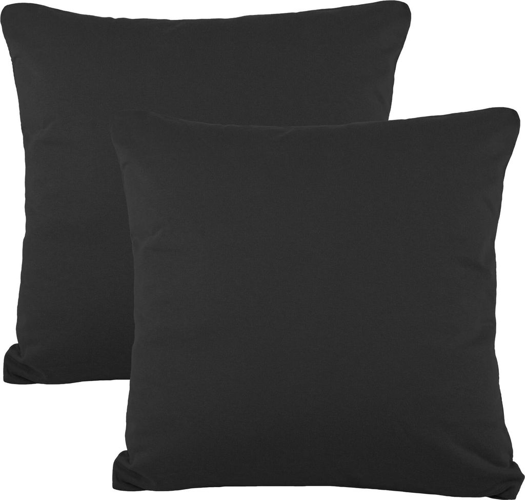 Doppelpack BeNature Bezug 80x80 schwarz Mako-Baumwolle Jersey Reißverschluss