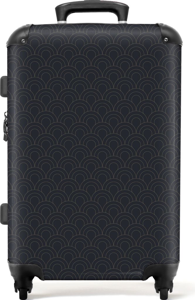 NoBoringSuitcases.com Großer Koffer - Art deco - Kreis - Abstrakt - Schwarz - Kombinationsschloss TSA - Hartschalen Trolley 4 Rollen - 72 liter ...