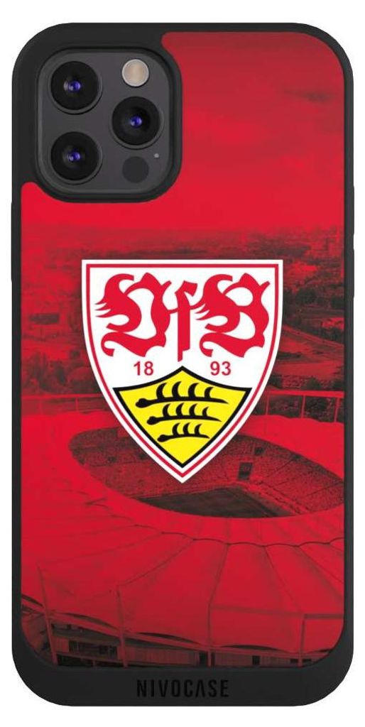 NIVOCASE Handyhülle für Apple iPhone 12 Pro Hülle NIVOpure Case Schwarz Offizielles Lizenzprodukt Stadion VfB Stuttgart