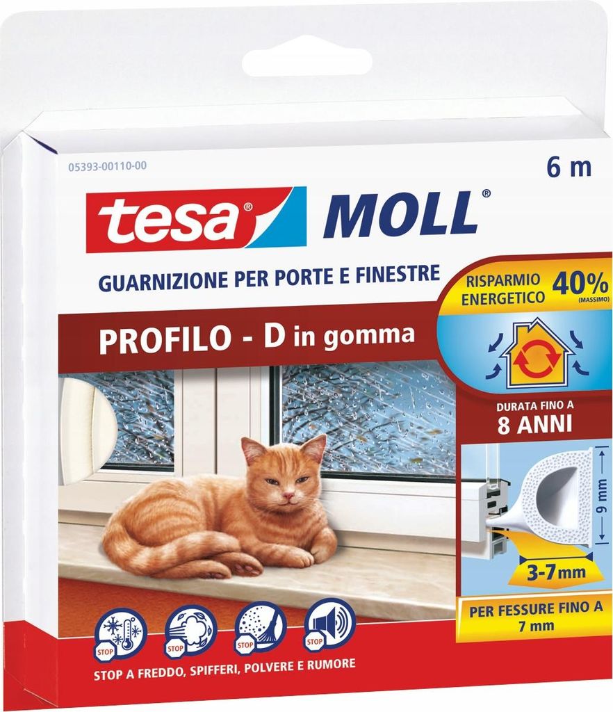 TESA Selbstklebende PVC-Gummidichtung für Fenstertür Produktbild 
