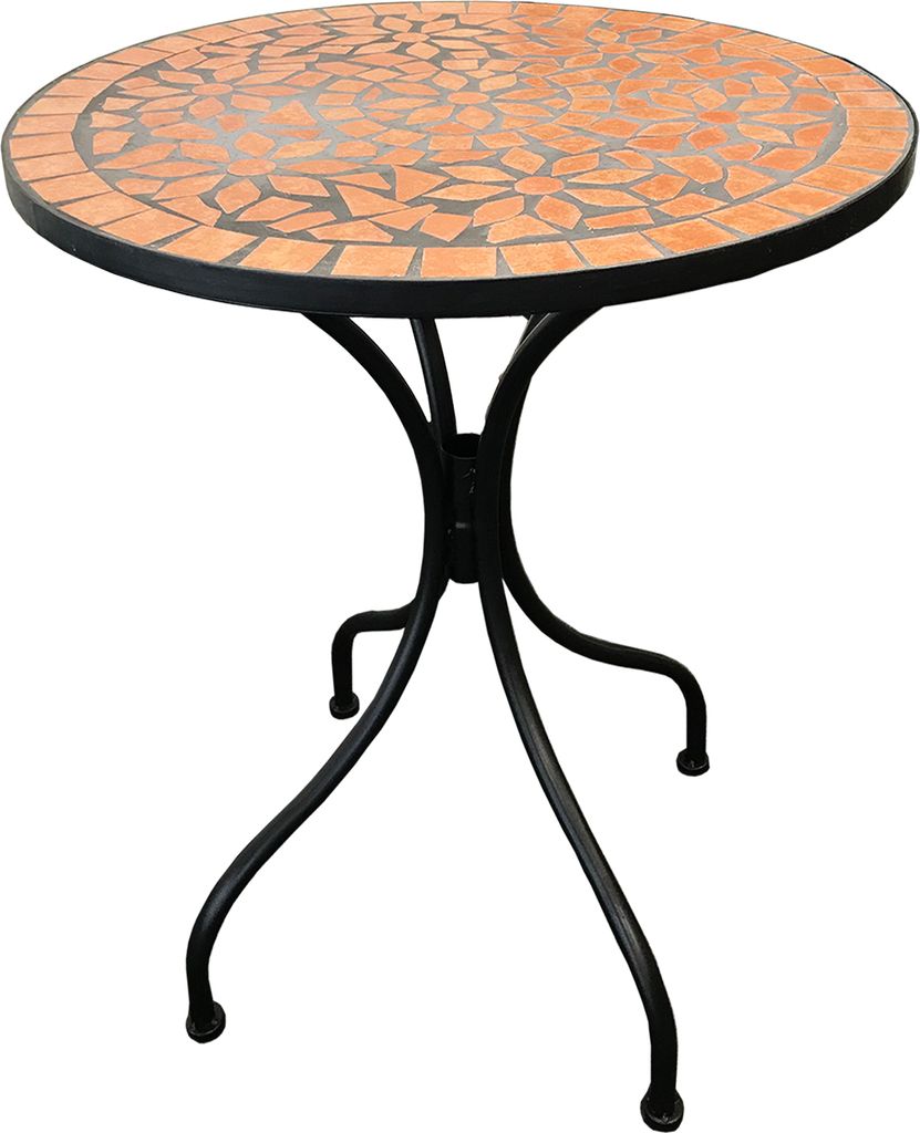Mosaik Tisch Bistrotisch Gartentisch Balkontisch Ø60cm Terrakotta