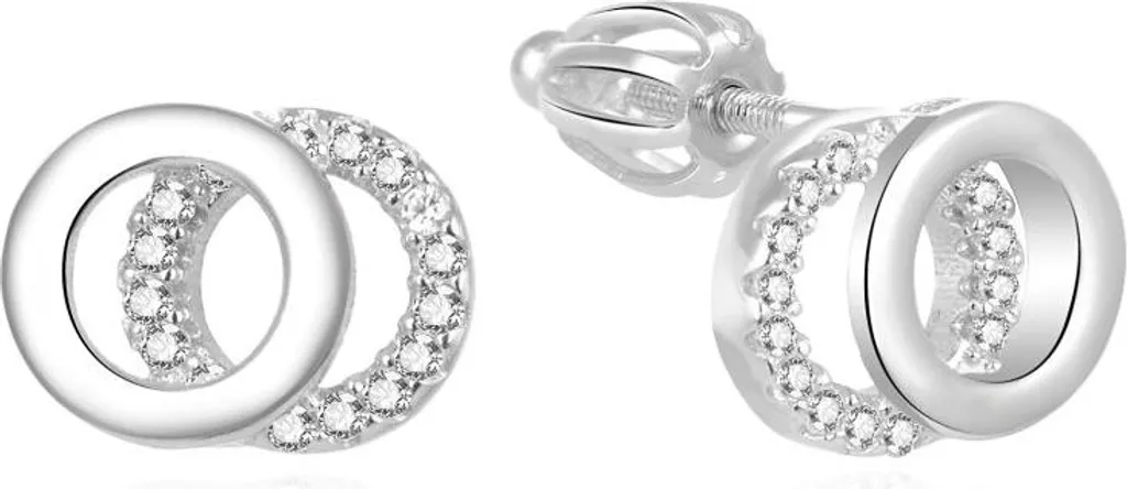 Boucles d'oreilles argent 925 et zircon brillant, design indémodable