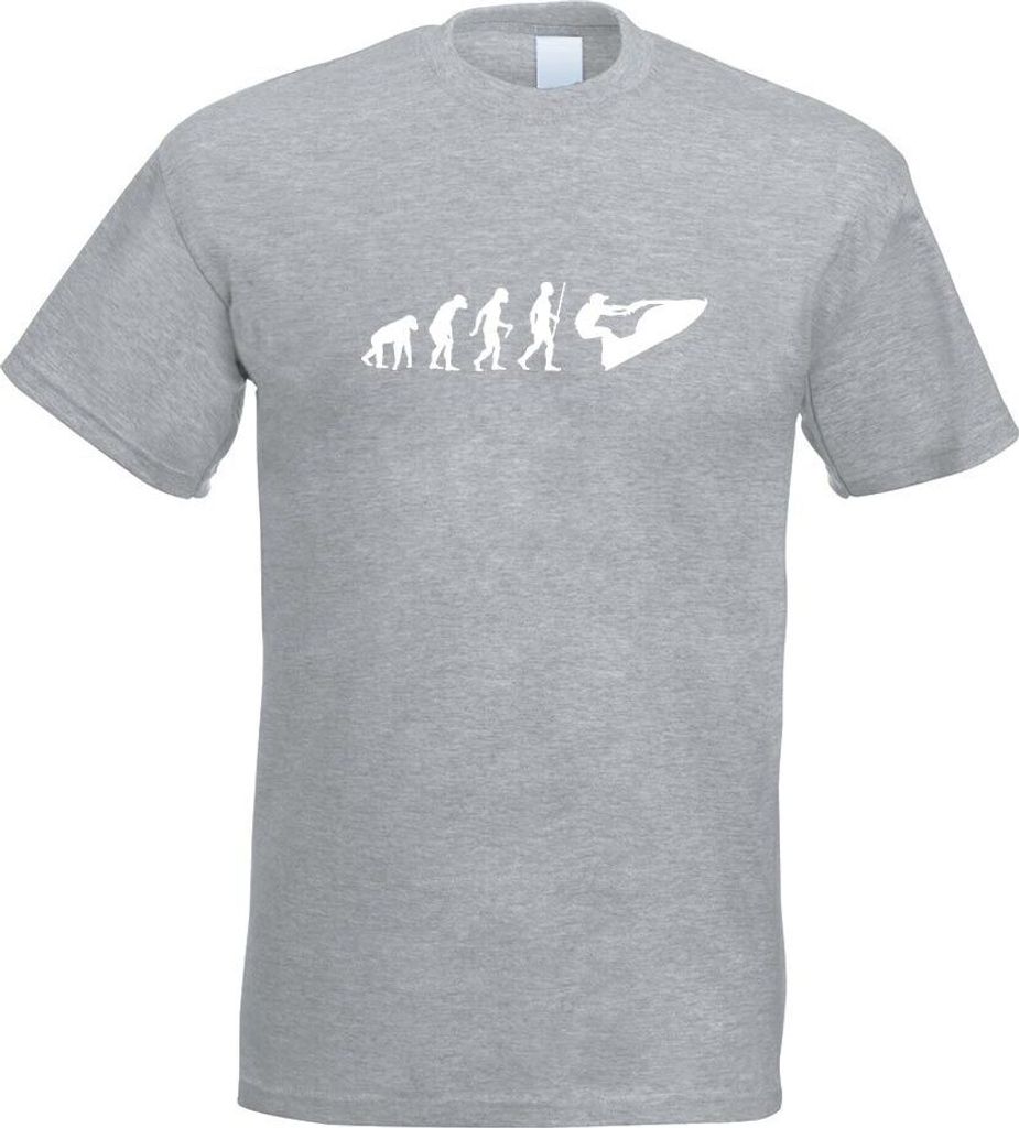 Kiwistar - T-Shirt - Graumeliert - Jet-Ski Jetboot Evolution Motiv Bedruckt Funshirt Design Print - mit Motiv Bedruckt - Funshirt Design - Sport - ...