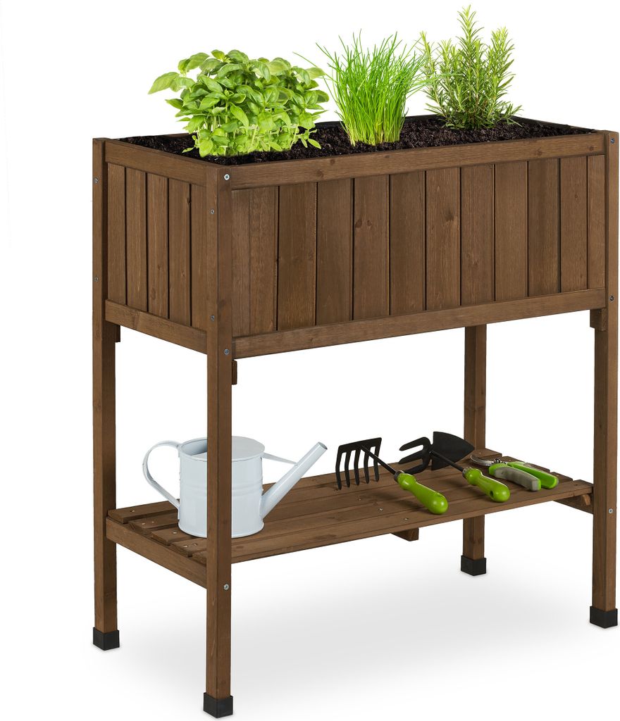 Relaxdays – podwyższona grządka, folia, półka, wys. x szer. Zdjęcie produktu 