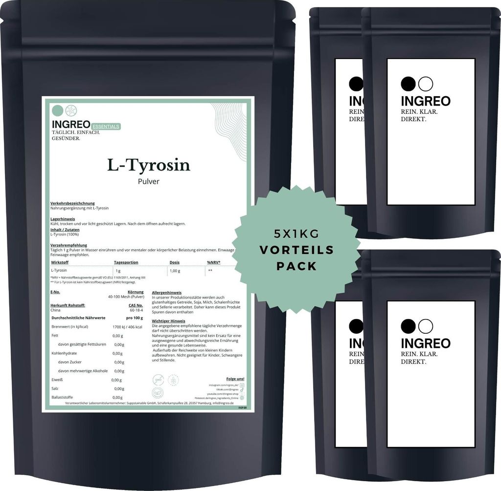 L-Tyrosin Pulver (40-100 Mesh) – 5kg (5X1kg)