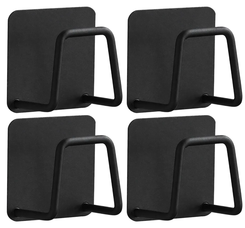 Support Éponge sans Perçage en Acier Noir - Organiseur Évier Ultra Compact