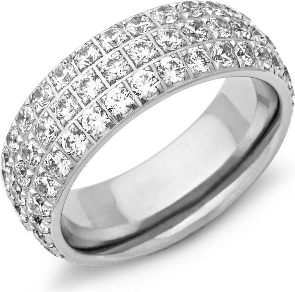 Unique Edelstahlring komplett mit Zirkonia besetzt R9085cz