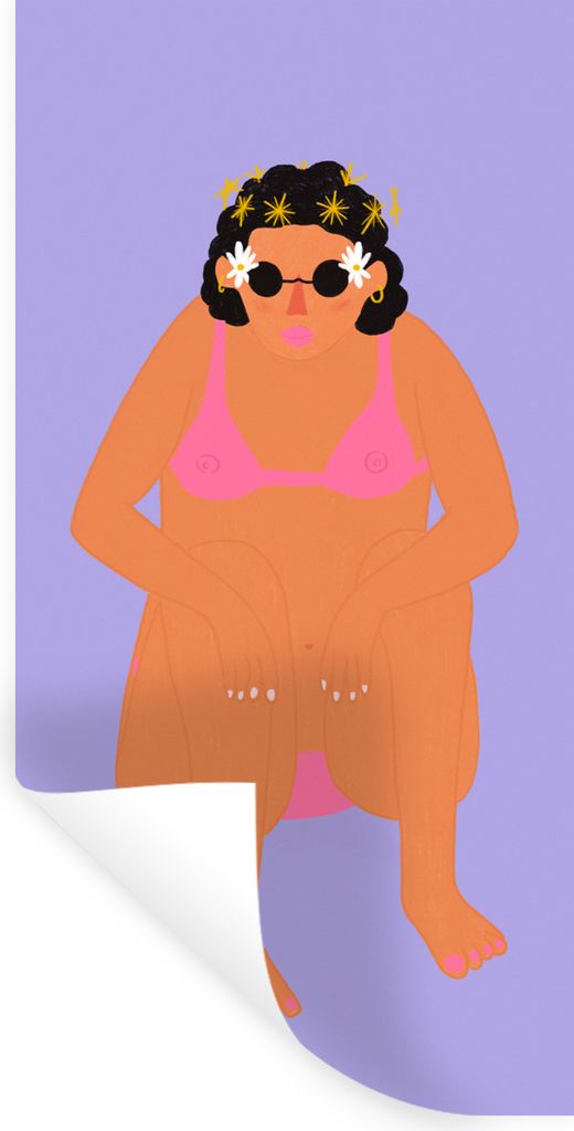 MuchoWow Wandtattoo Wandsticker Wandaufkleber Frau - Bikini - Retro 20x40 cm Selbstklebend und Repositionierbar - Selbstklebend - Fototapeten