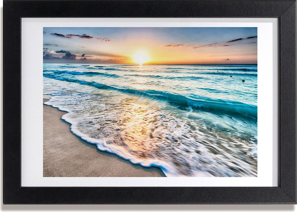 Bild 30x20 MDF-Rahmen, Wandkunst Sonnenuntergang am Strand