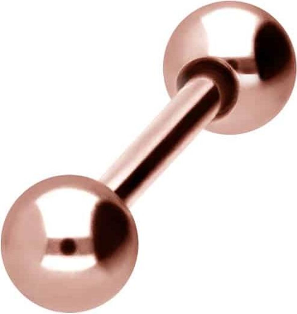 Zungenpiercing, Intim-Piercing Titan Barbell RoséGold Stablänge: 6mm + Stabstärke: 1mm + Kugelgröße: 3mm