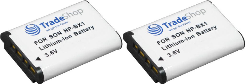 2x Trade-Shop Li-Ion Akku für Sony Camcorder HDR-GW66, HDR-GW66VE, HDR-GWP88, HDR-GWP88V, HDR-AS10, HDR-AS30, HDR-AS30V, HDR-AS30V/B HD, HDR-MV1