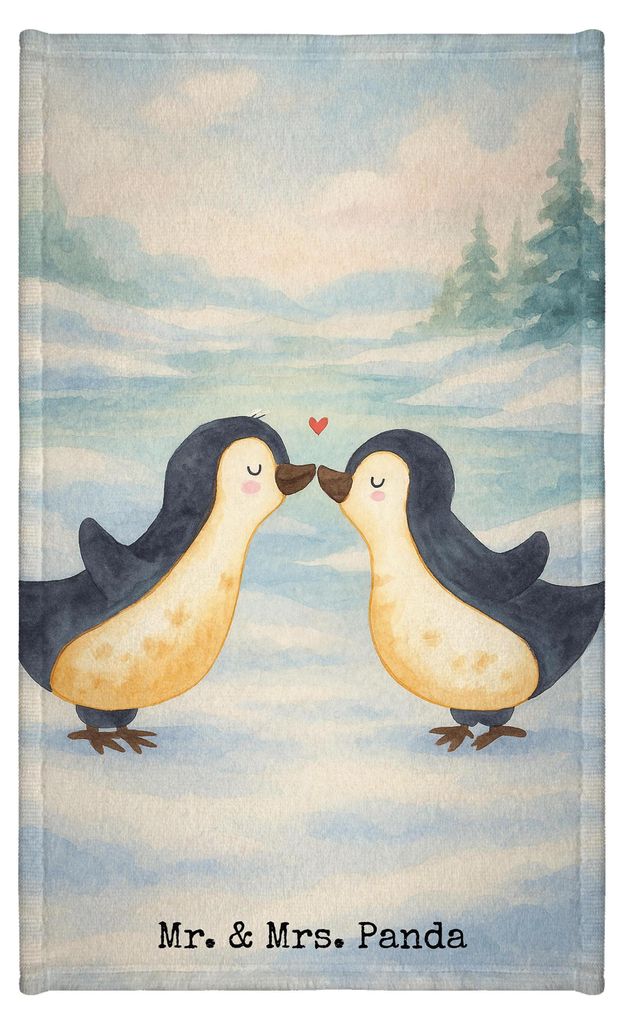 Mr. & Mrs. Panda Handtuch Pinguin Liebe Design - Weiß - Geschenk, badezimmer, glücklich, Geschenkidee, Klein, Freundin, Love, Vertraut, für hän...