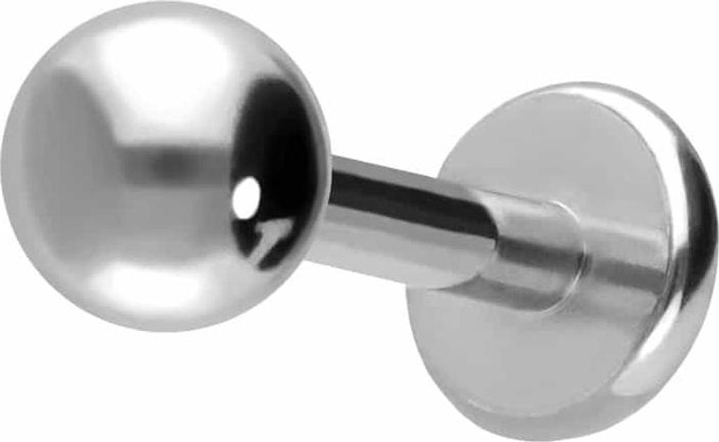 Ohrpiercing, Nasenpiercing Titan Labret Silber Stablänge: 7mm + Stabstärke: 1,2mm + Kugelgröße: 3mm