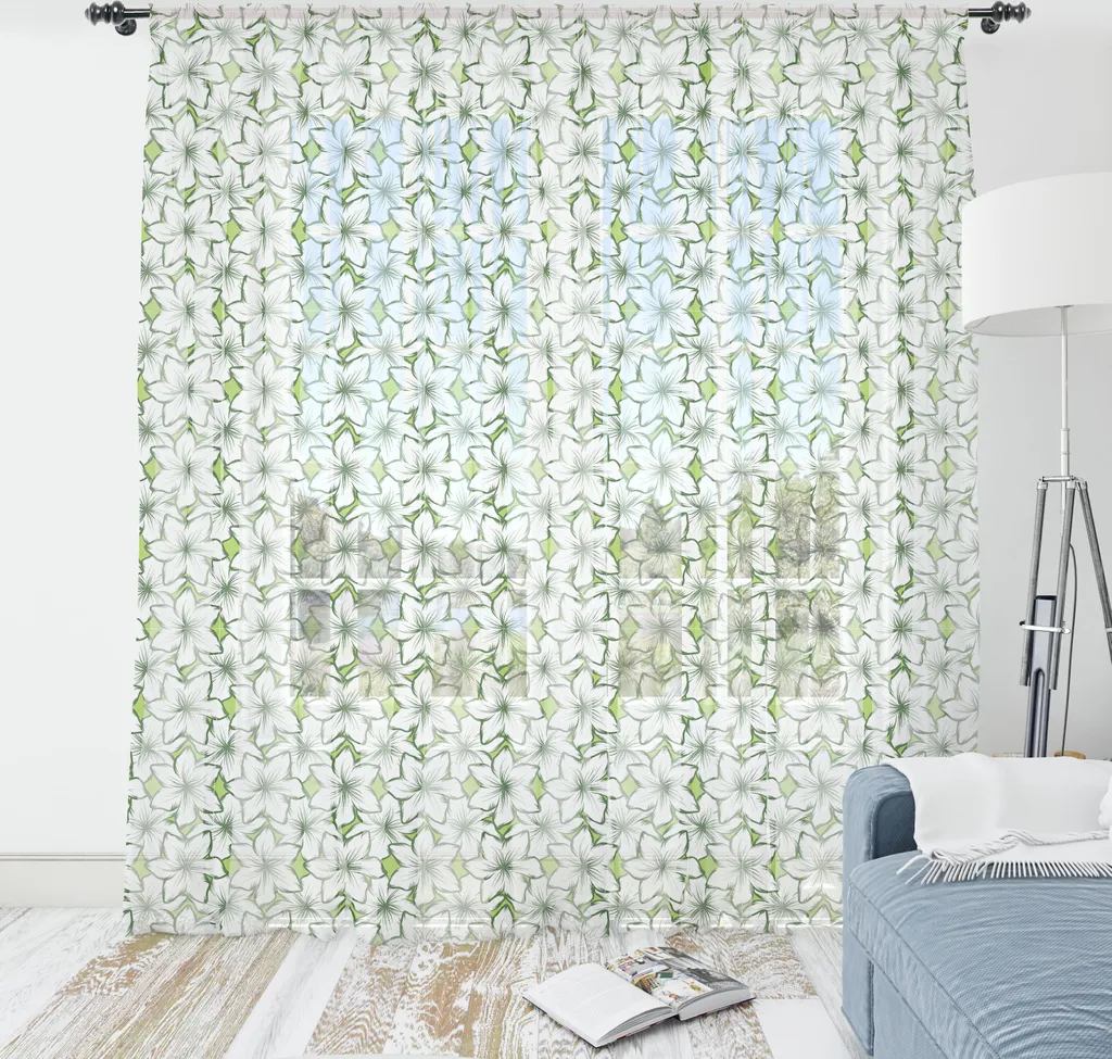 ABAKUHAUS Arazzo Floreale 274x274 cm - Satin Verde Mela Arredo Parete
