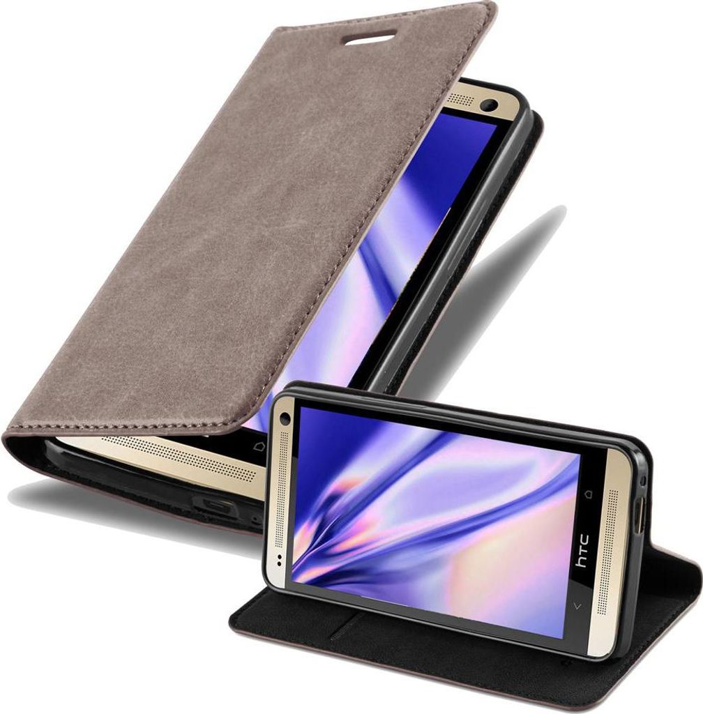 Cadorabo Hülle für HTC ONE M7 Schutz Hülle in Braun Handyhülle Etui Case Cover Magnetverschluss