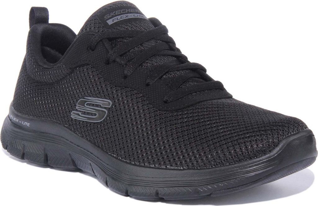 A black Skechers Flex Appeal 4.0 Brilliant View shoe for women.