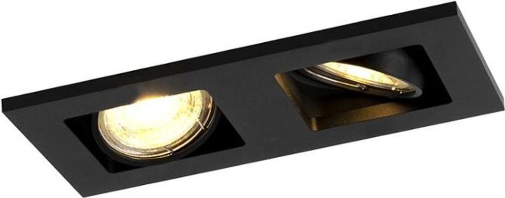 QAZQA - Modern Moderner smarter Einbaustrahler schwarz inkl. 2 Wifi GU10 - Qure Dimmer I Dimmbar I Wohnzimmer I Schlafzimmer - Aluminium Länglich ...