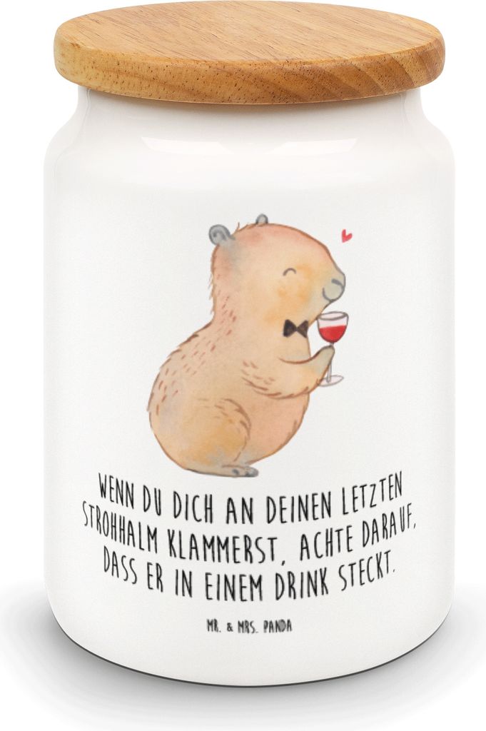 Mr. & Mrs. Panda zuckerdose Capybara Wein - Weiß - Geschenk, für Weinkenner, Weinliebhaber, behälter, Dose, müslidose, Kunstwerk, Aufbewahrungs...