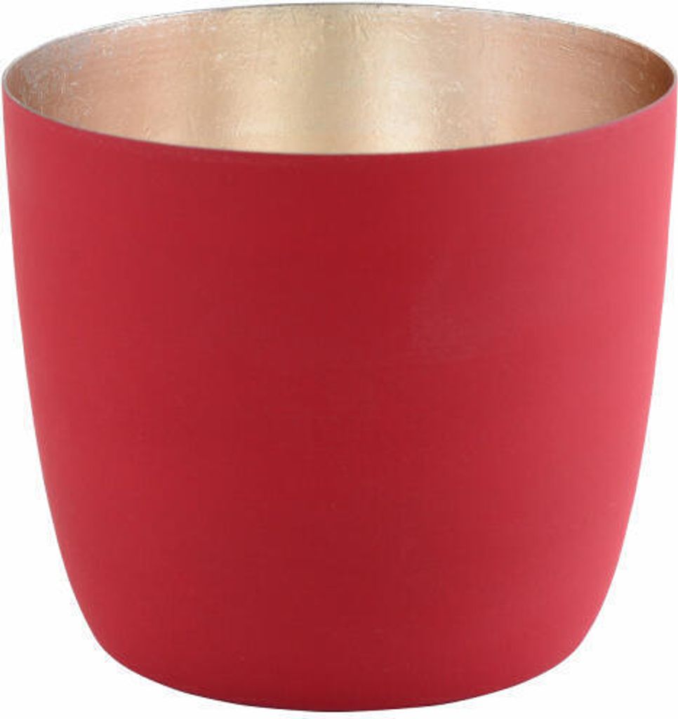 Gift Company Windlicht Madras M, Teelichthalter, Kerzenhalter, Eisen, Rot Matt / Gold, H 8.5 cm, 77570