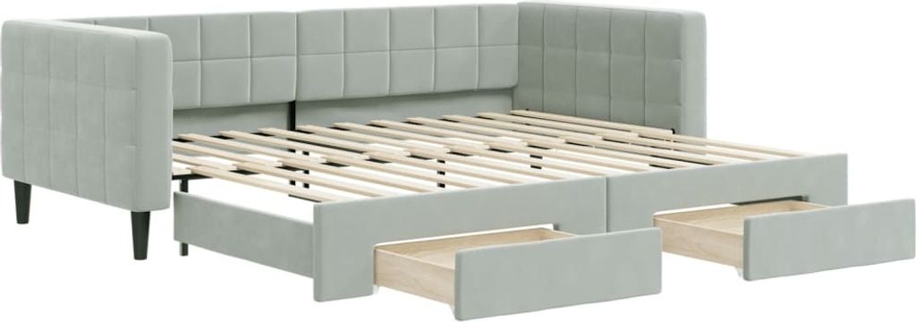vidaXL Letto da giorno allungabile con cassetti grigio Immagine del prodotto 