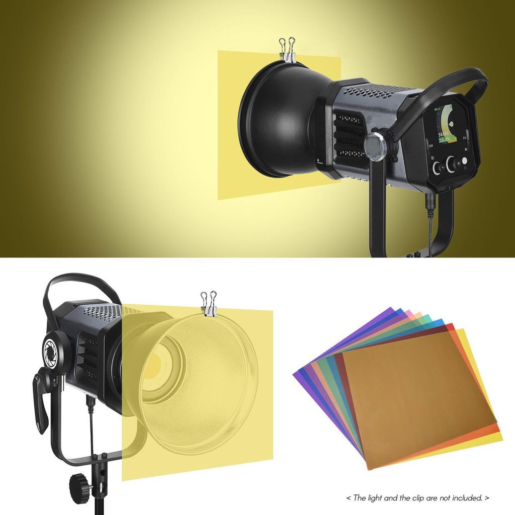 8 kleuren/set transparante gel-lichtfilters, 30 x 30 cm / Productafbeelding 