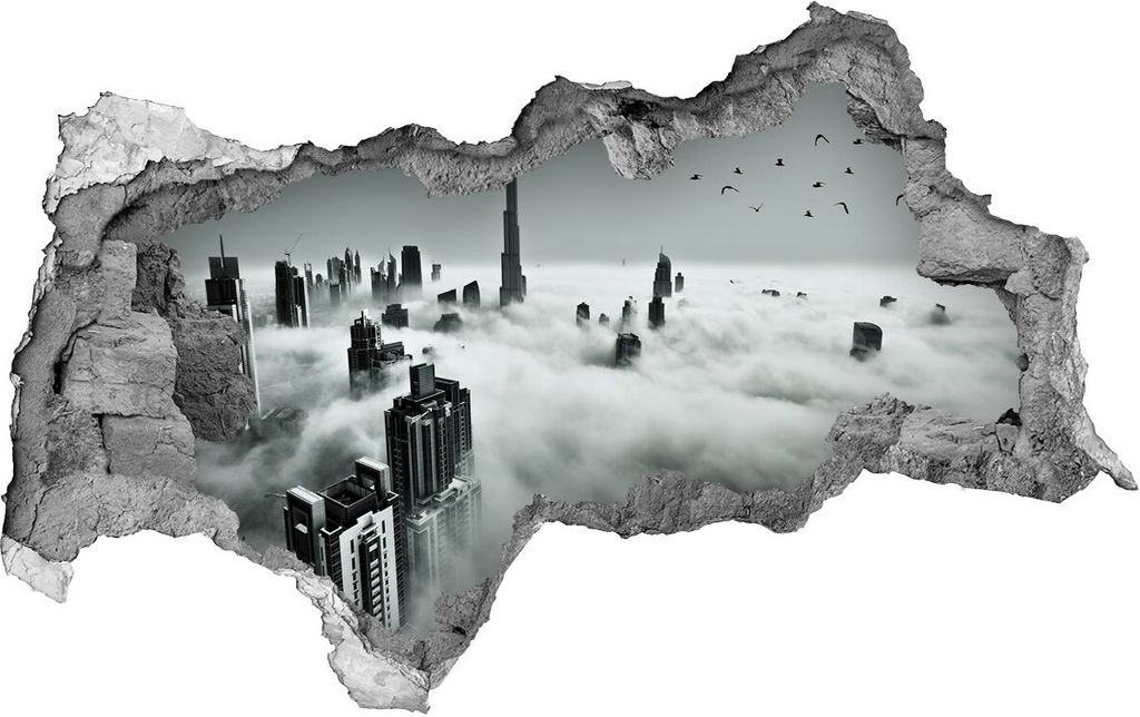 Selbstklebender Loch-3D-Aufkleber 95x73 cm Nebel kosmopolitisch Dubai