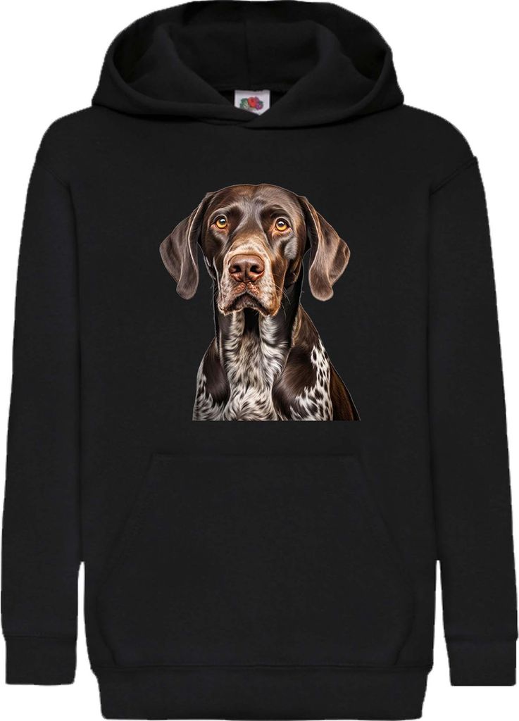 Kinder Kapuzenpullover Dogs Breeds German Shorthaired Pointer Dog Breed 007, 12-13 Jahr - 152 / Schwarz