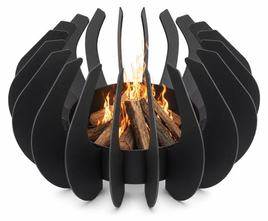 MetaloPro Velaris Feuerstelle Stahl schwarz rund Ø 75 cm – moderne Outdoor Feuerschale pulverbeschichtet für Garten und Terrasse, EU-Herstellung