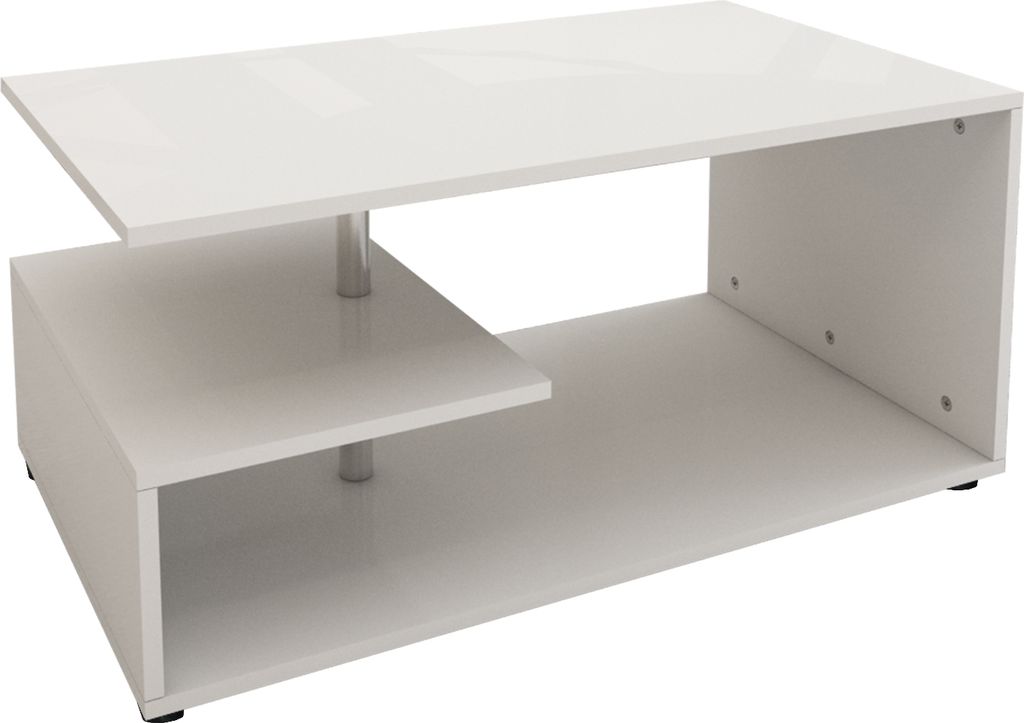 ML-Design Couchtisch / Kaffeetisch, Weiß, mit Metall Produktbild 