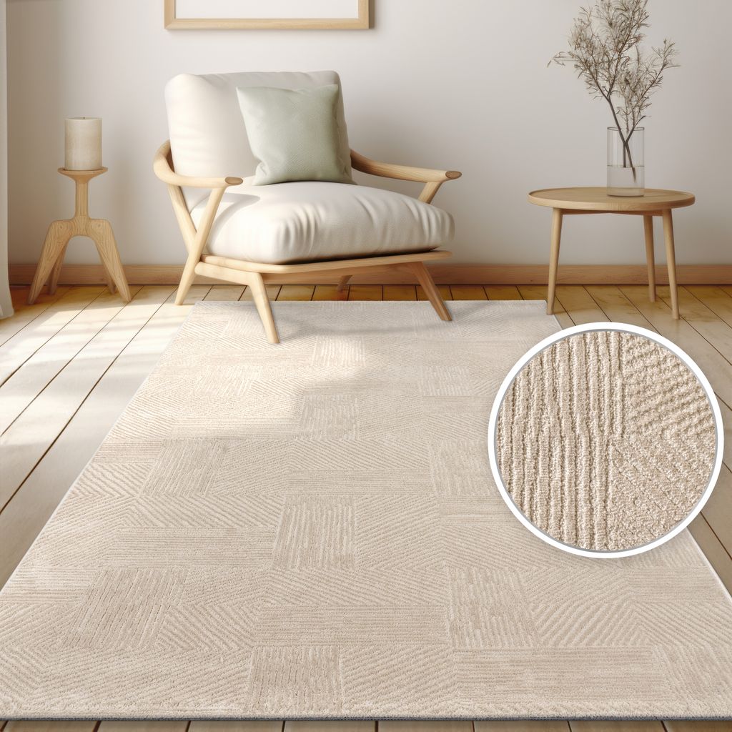 Teppich Wohnzimmer, moderne geometrisch abstrakte Muster, 3D-Effekt Grösse 80x150 cm