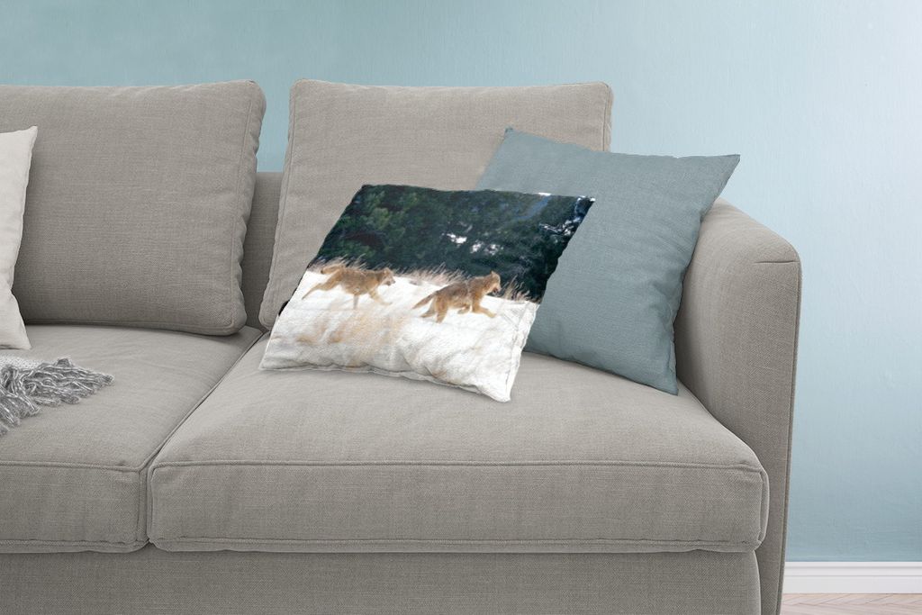 MuchoWow Zierkissen Sofakissen Wohnzimmer Dekokissen 60x40 cm Wolf - Baum - Tiere - Kopfkissen - Polster mit Foto