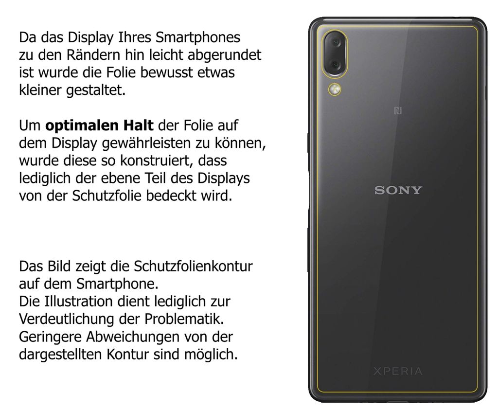 2x Schutzfolie für Sony Xperia L3 Rückseite - Anti-Shock 9H Folie dipos Glass