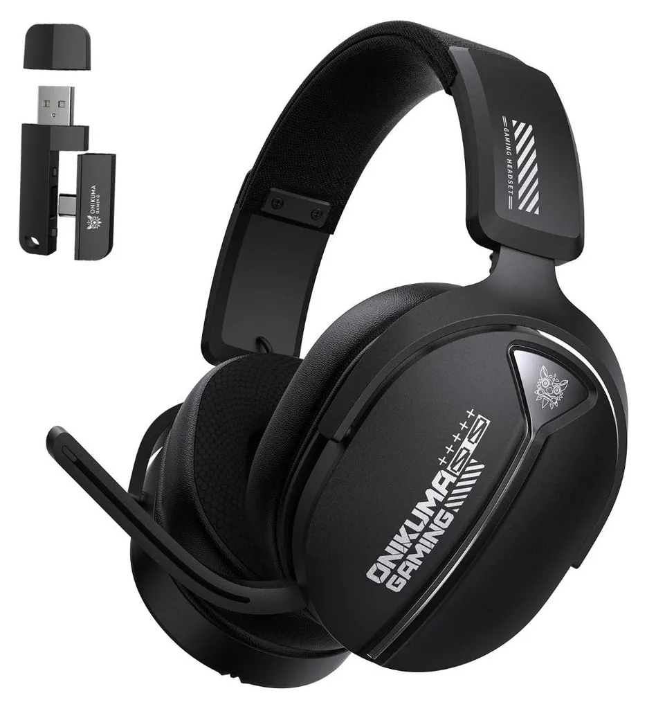 INF Casque Gaming Sans Fil Tri-Mode Noir ABS 17,5x16x7cm 2 Récepteurs