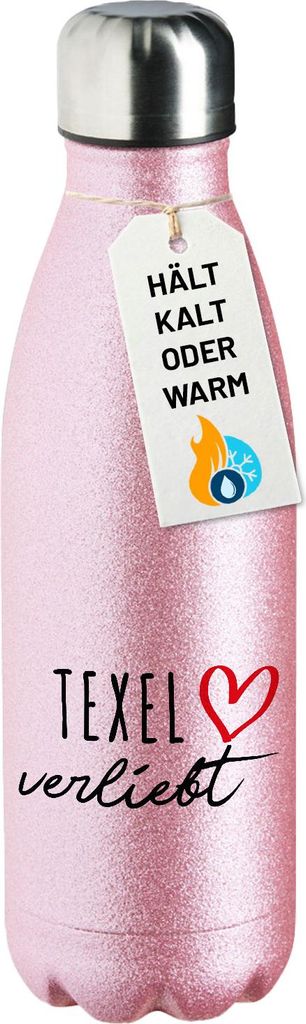 Huuraa Trinkflasche Texel verliebt 500ml Pink Edelstahl Wasserflasche Trinkflasche Geschenkidee