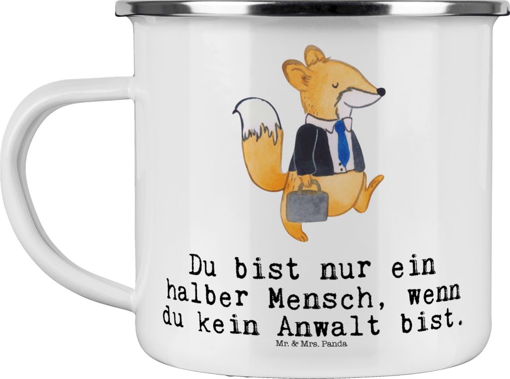 Mr. & Mrs. Panda Pott Anwalt Herz - Weiß - Geschenk, Anwaltskanzlei, Emaille Tasse, Teetasse, Haferl, Becher, metallbecher, Spruch, Staatsexamen, ...