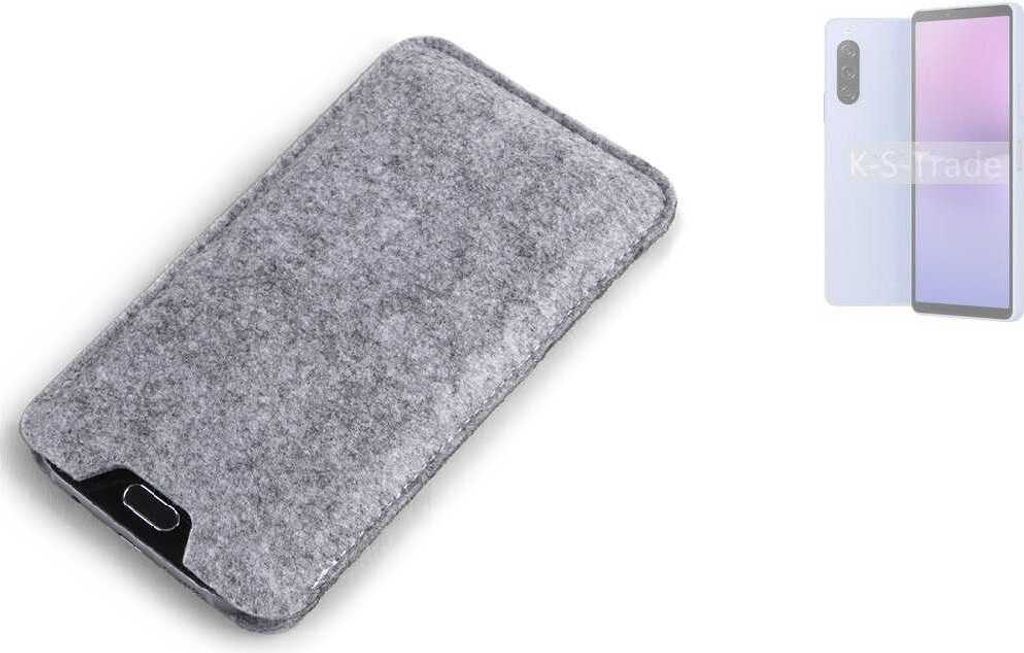 K-S-Trade Filz Handyhülle kompatibel mit Sony Xperia 10 V Schutzhülle Filztasche Filz Tasche Case Sleeve Handy Hülle Filzhülle grau