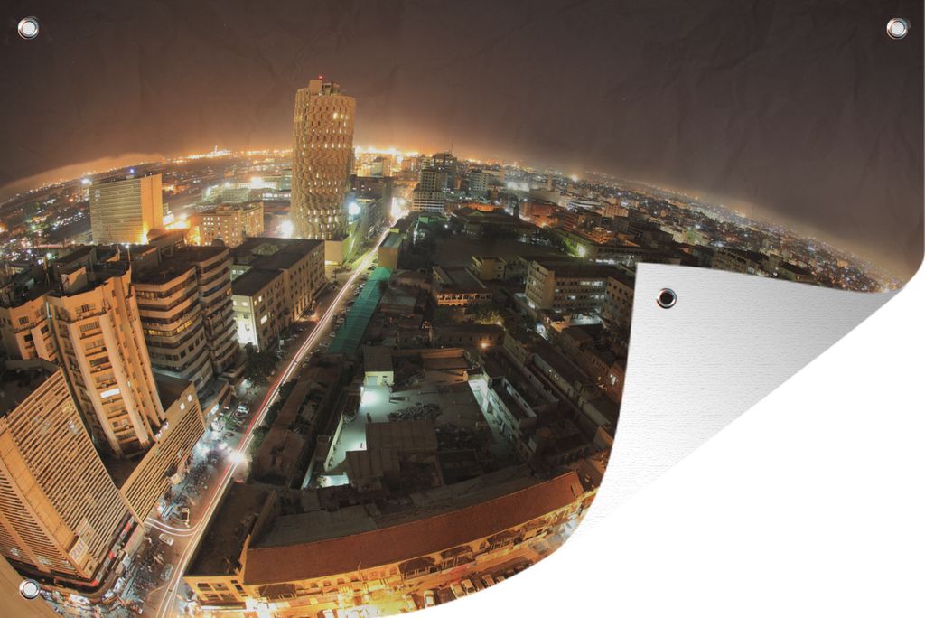MuchoWow 90x60 cm Outdoor-Poster Gartendeko Sichtschutz Garten Poster für den Garten Eine Nachtansicht von Karachi