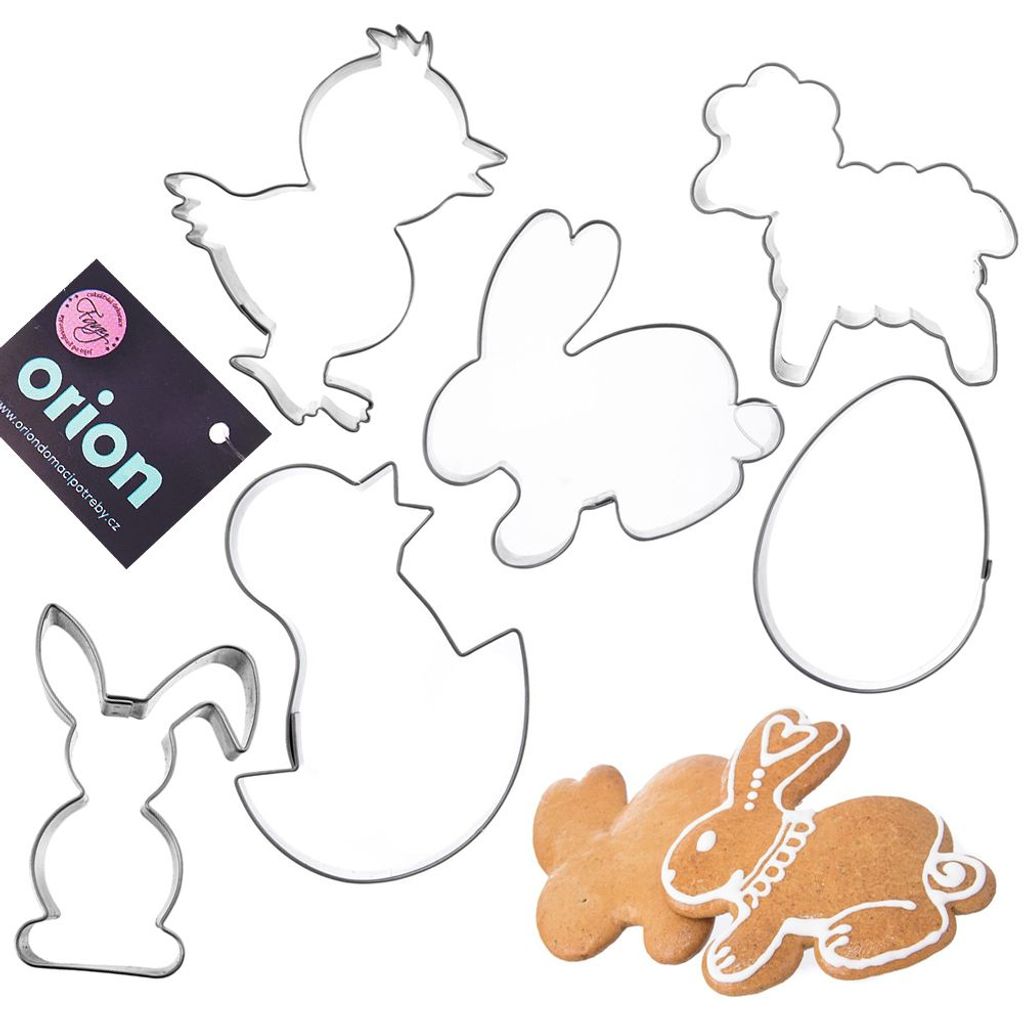 Orion Keksausstecher Ausstechform Ausstecher für Lebkuchen Plätzchen Ostern aus Stahl 6 Stück Set