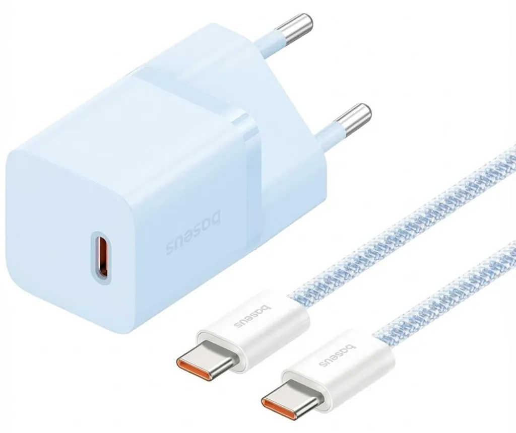 Chargeur USB-C 30W Baseus Bleu, Adaptateur Secteur Rapide Compact - 2