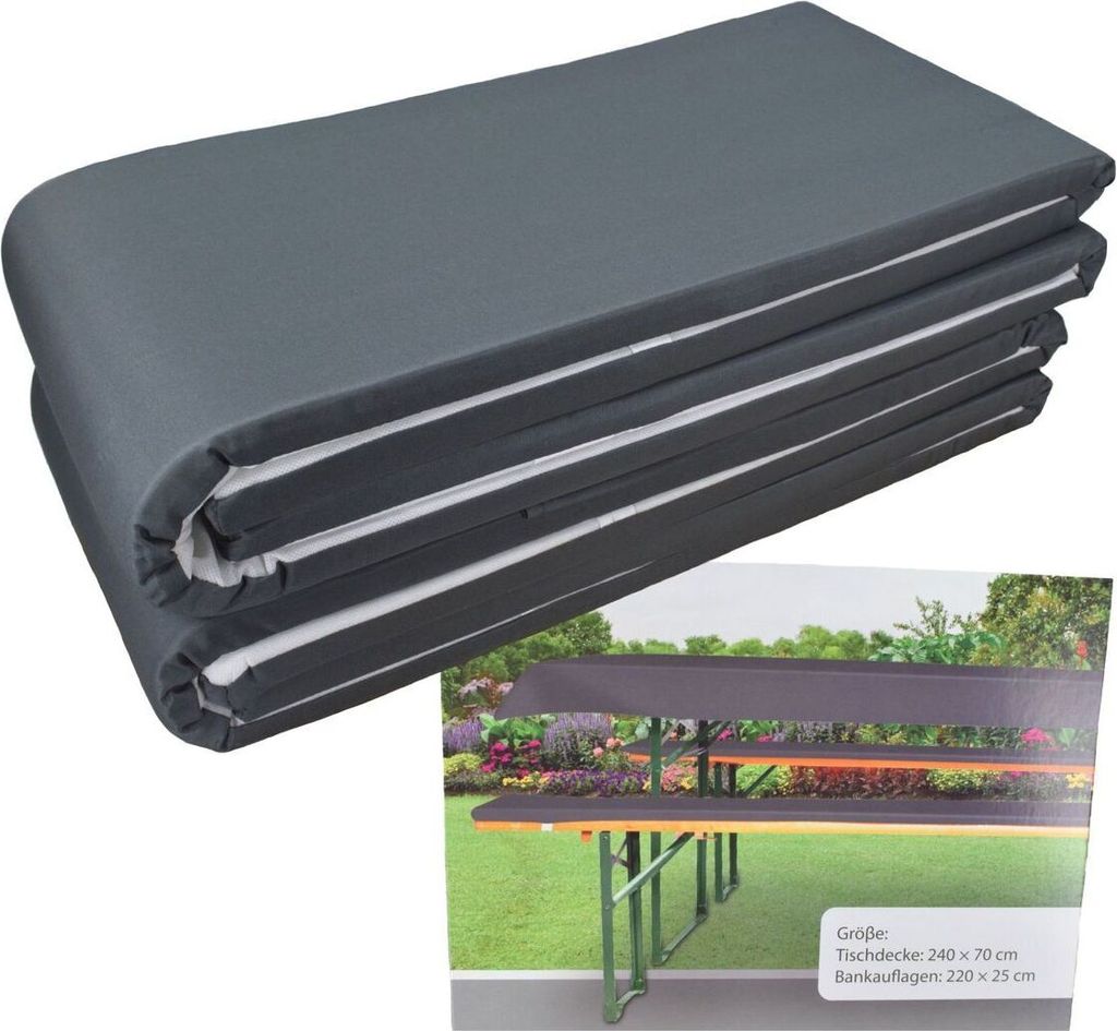 Polster für Bierzeltgarnituren ca. 220 x 25 x 2 cm inkl. Tischdecke